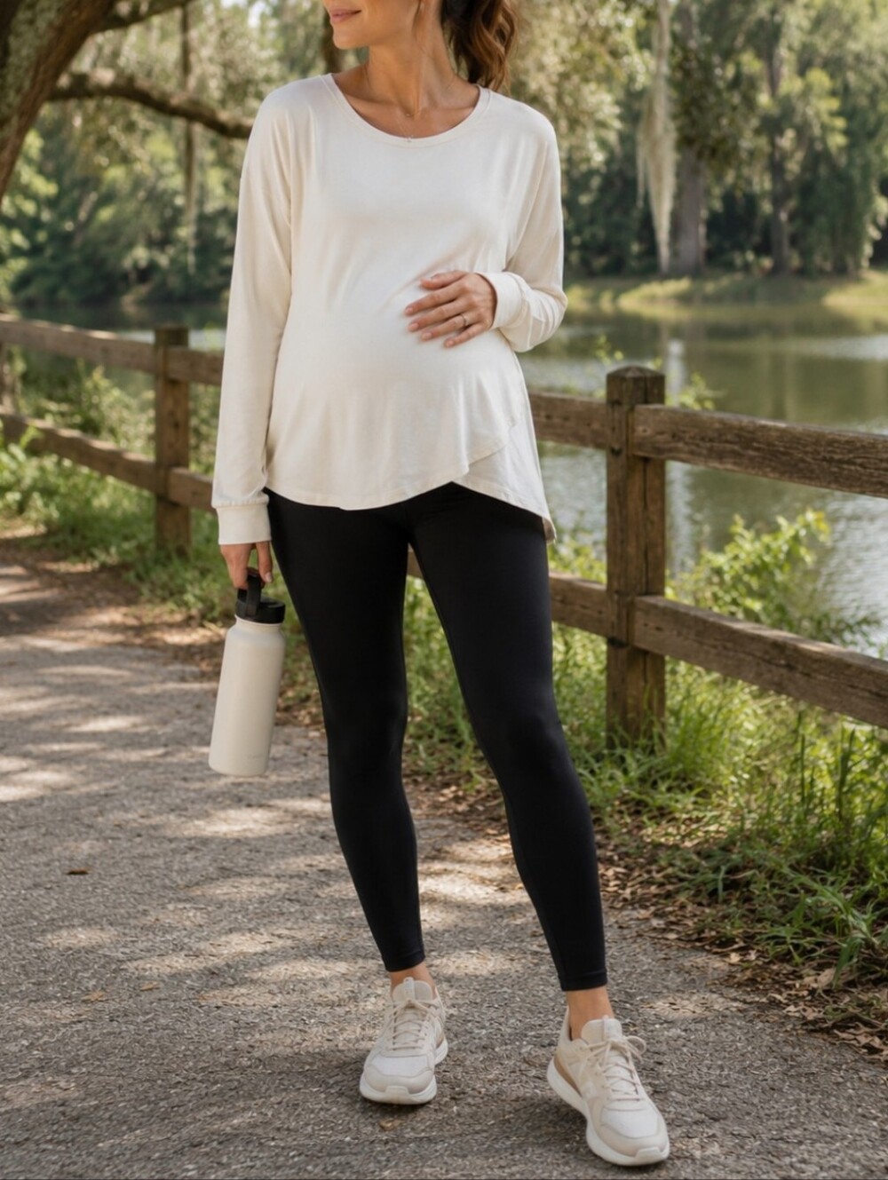 Old Navy Active Cream Long Sleeve Maternity Top